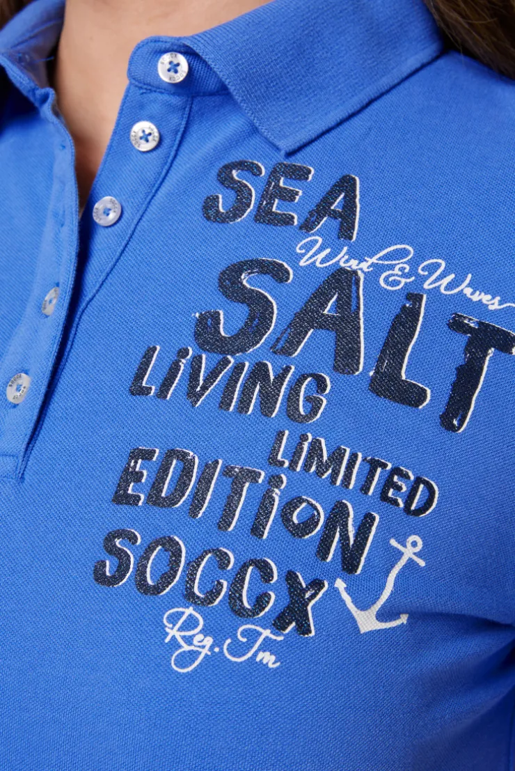 CAMP DAVID & SOCCX Poloshirt aus Pikee mit Glitter Print deep sky deepsky Outlet