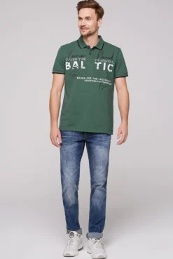 CAMP DAVID & SOCCX Poloshirt aus Pikee mit Rubber Print dark green darkgreen Outlet