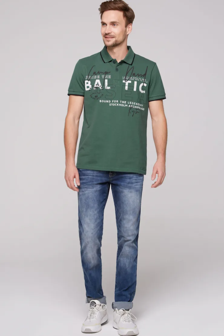 CAMP DAVID & SOCCX Poloshirt aus Pikee mit Rubber Print dark green darkgreen Outlet