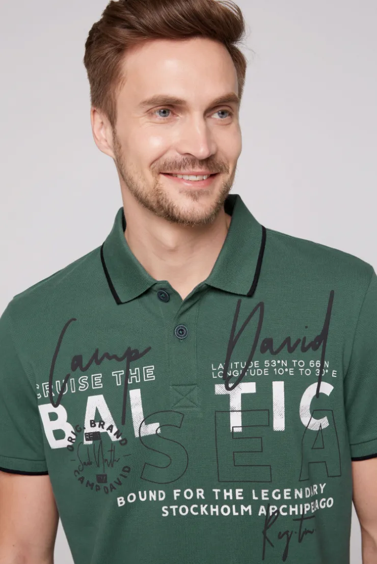 CAMP DAVID & SOCCX Poloshirt aus Pikee mit Rubber Print dark green darkgreen Outlet