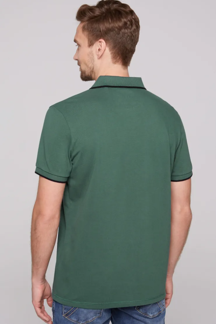 CAMP DAVID & SOCCX Poloshirt aus Pikee mit Rubber Print dark green darkgreen Outlet