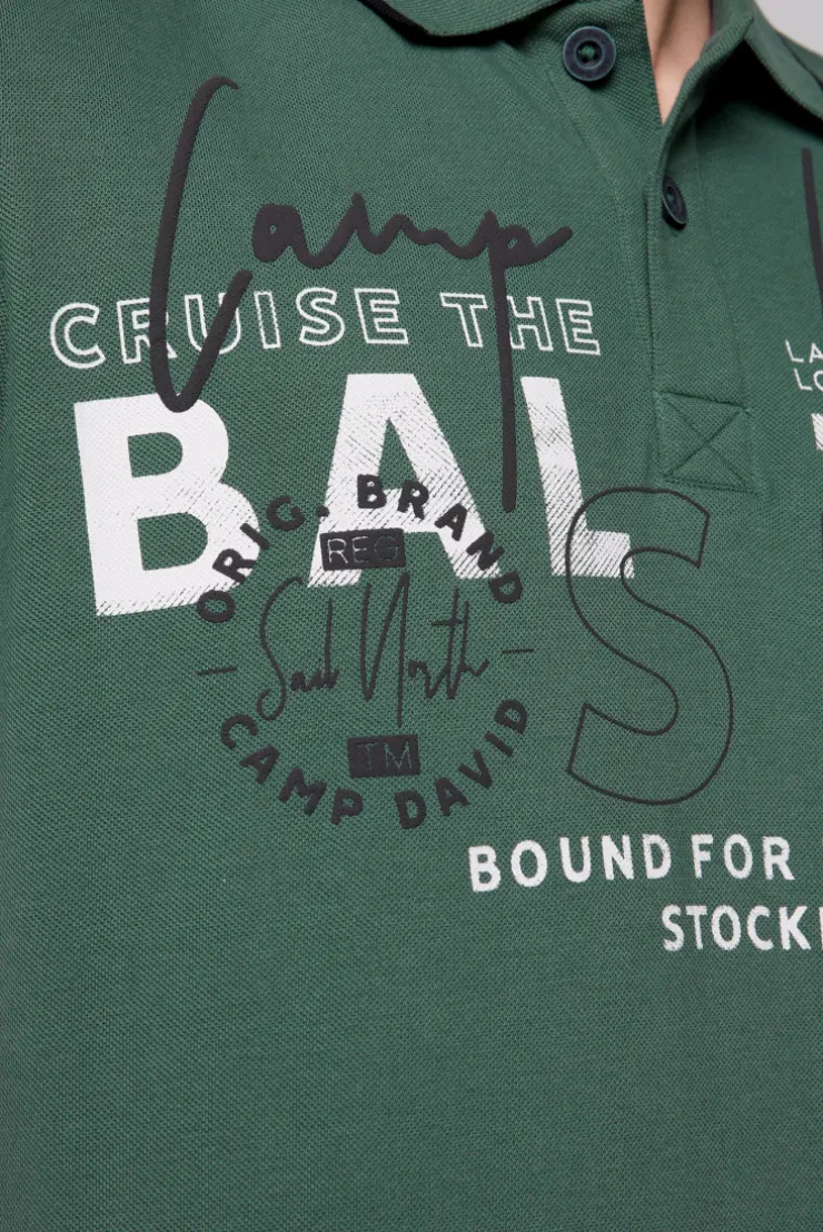 CAMP DAVID & SOCCX Poloshirt aus Pikee mit Rubber Print dark green darkgreen Outlet