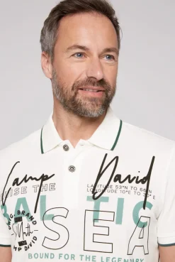 CAMP DAVID & SOCCX Poloshirt aus Pikee mit Rubber Print ivory Fashion