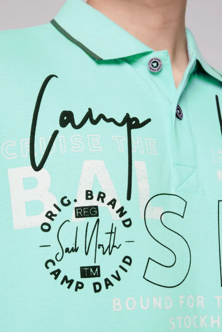 CAMP DAVID & SOCCX Poloshirt aus Pikee mit Rubber Print flash aqua | M flashaqua Cheap