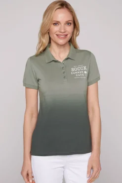 CAMP DAVID & SOCCX Poloshirt Dip Dye mit Rücken-Artwork sage green sagegreen Cheap