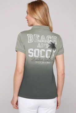 CAMP DAVID & SOCCX Poloshirt Dip Dye mit Rücken-Artwork sage green sagegreen Cheap