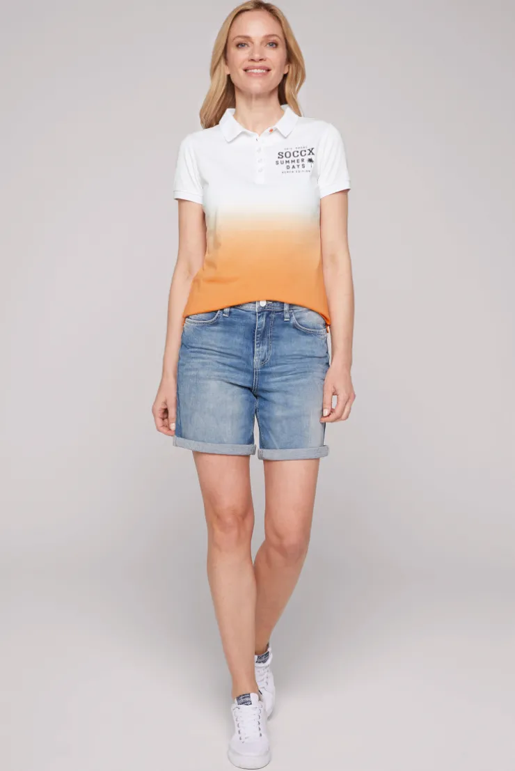 CAMP DAVID & SOCCX Poloshirt Dip Dye mit Rücken-Artwork sunstone Discount