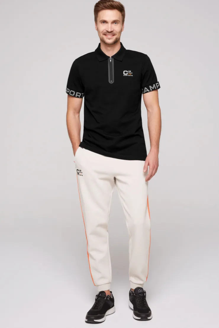 CAMP DAVID & SOCCX Poloshirt mit Zipper und reflektierenden Prints black Hot