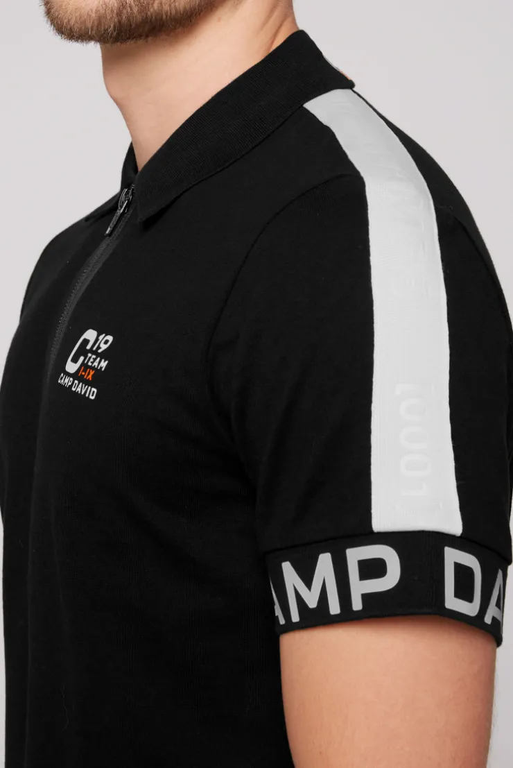 CAMP DAVID & SOCCX Poloshirt mit Zipper und reflektierenden Prints black Hot