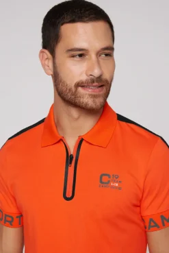 CAMP DAVID & SOCCX Poloshirt mit Zipper und kontrastvollen Prints signal orange signalorange Sale