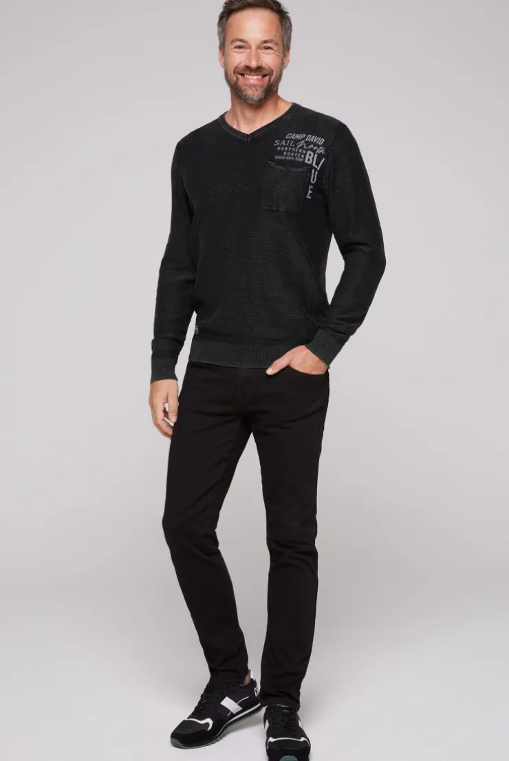 CAMP DAVID & SOCCX Pullover Linksstrick mit Used Look black Store