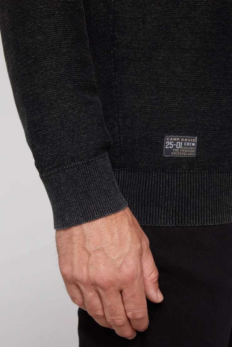 CAMP DAVID & SOCCX Pullover Linksstrick mit Used Look black Store