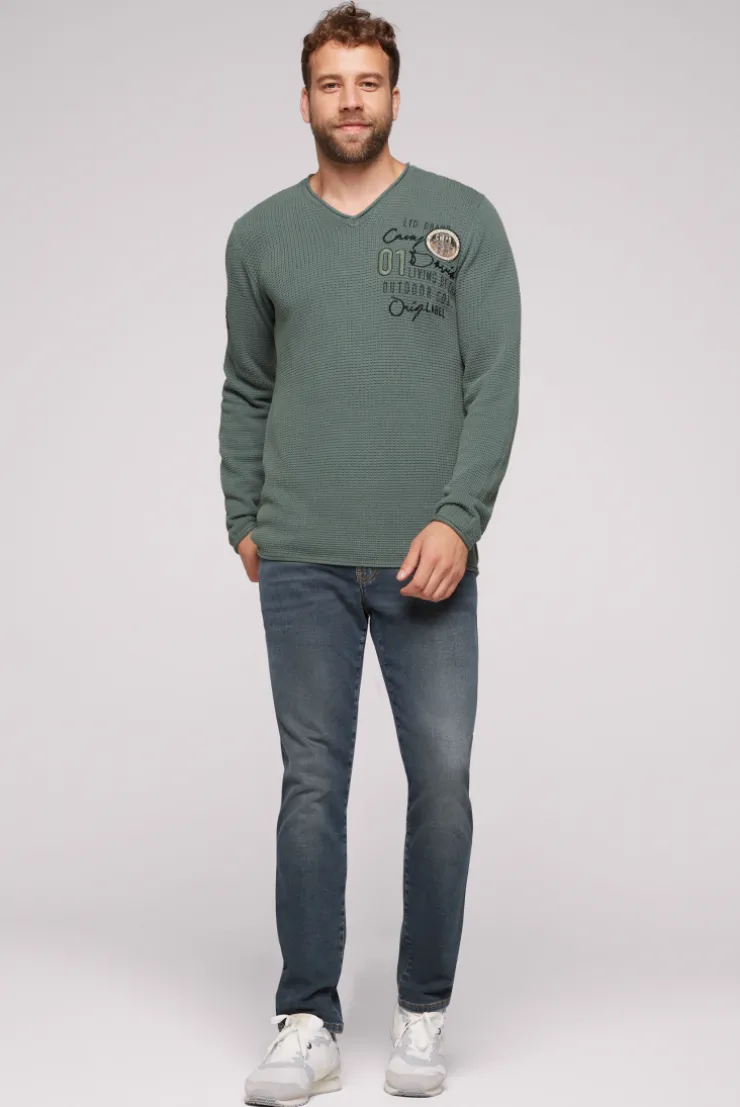 CAMP DAVID & SOCCX Pullover mit V-Ausschnitt und Artworks deep forest deepforest Best