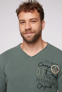 CAMP DAVID & SOCCX Pullover mit V-Ausschnitt und Artworks deep forest deepforest Best