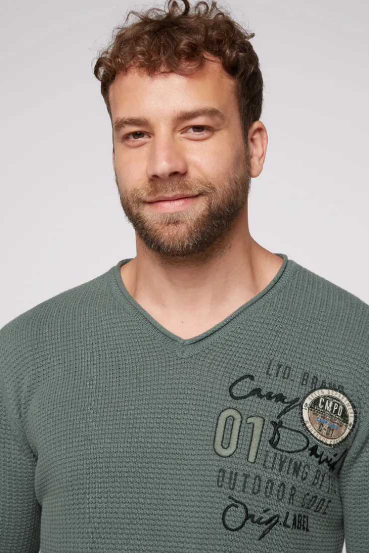 CAMP DAVID & SOCCX Pullover mit V-Ausschnitt und Artworks deep forest deepforest Best