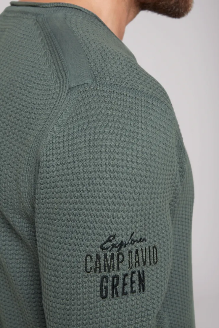 CAMP DAVID & SOCCX Pullover mit V-Ausschnitt und Artworks deep forest deepforest Best