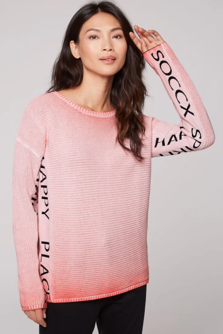 CAMP DAVID & SOCCX Pullover Oil Dyed mit Intarsia-Logo pure coral purecoral Online