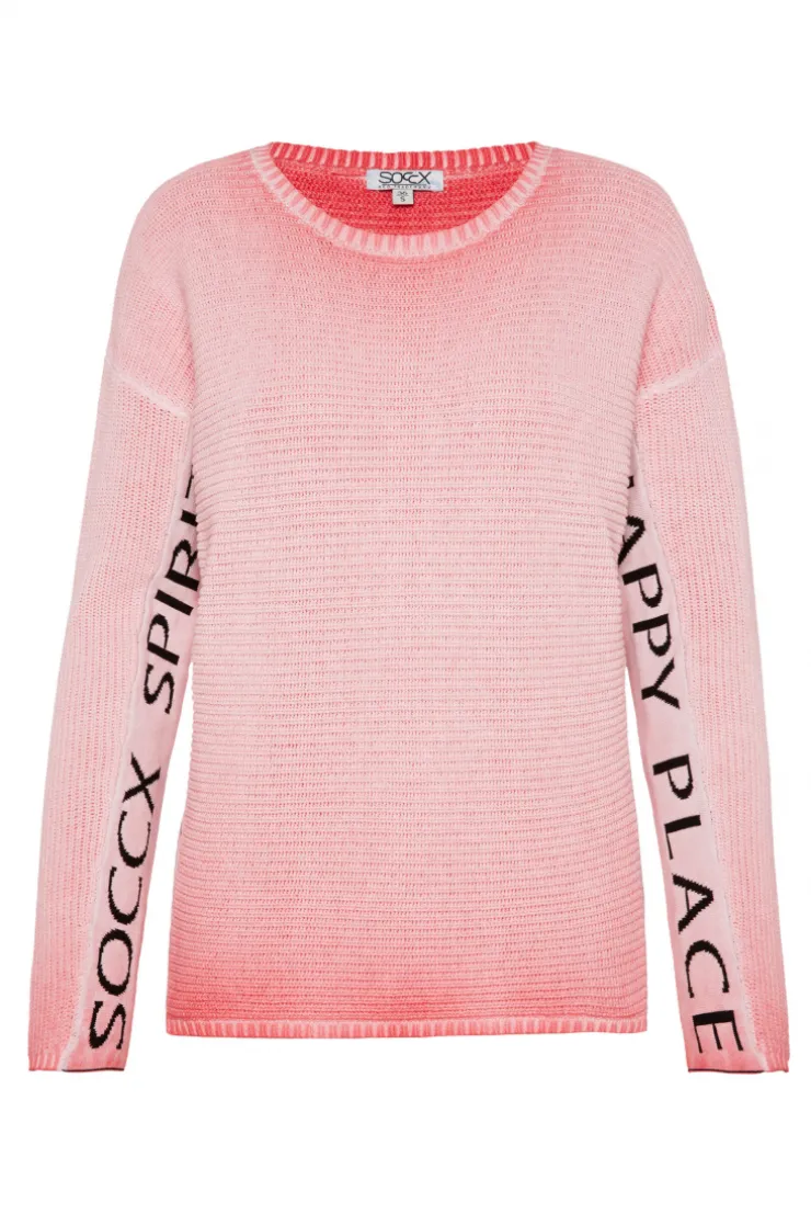 CAMP DAVID & SOCCX Pullover Oil Dyed mit Intarsia-Logo pure coral purecoral Online