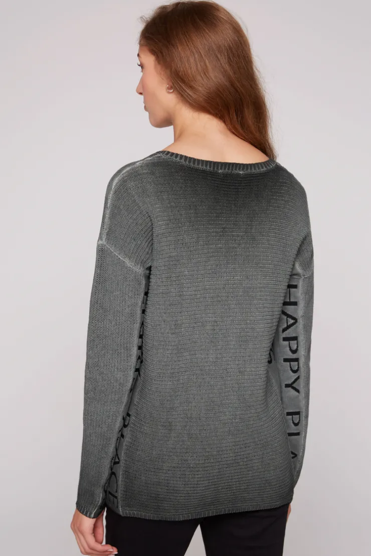CAMP DAVID & SOCCX Pullover Oil Dyed mit Intarsia-Logo black Sale