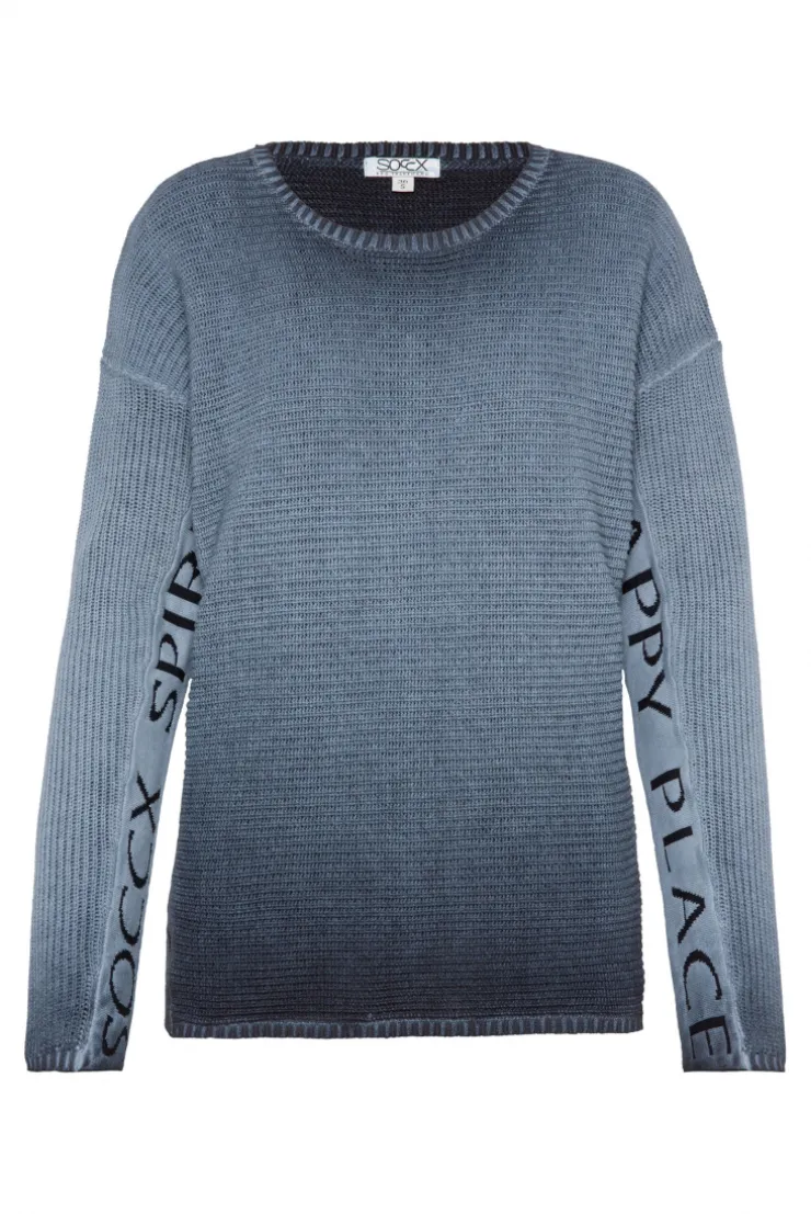 CAMP DAVID & SOCCX Pullover Oil Dyed mit Intarsia-Logo blue navy bluenavy Fashion