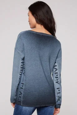 CAMP DAVID & SOCCX Pullover Oil Dyed mit Intarsia-Logo blue navy bluenavy Fashion