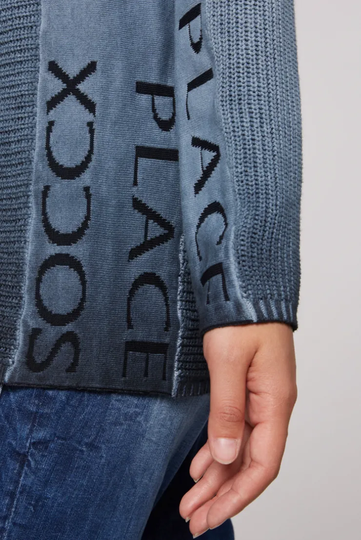 CAMP DAVID & SOCCX Pullover Oil Dyed mit Intarsia-Logo blue navy bluenavy Fashion