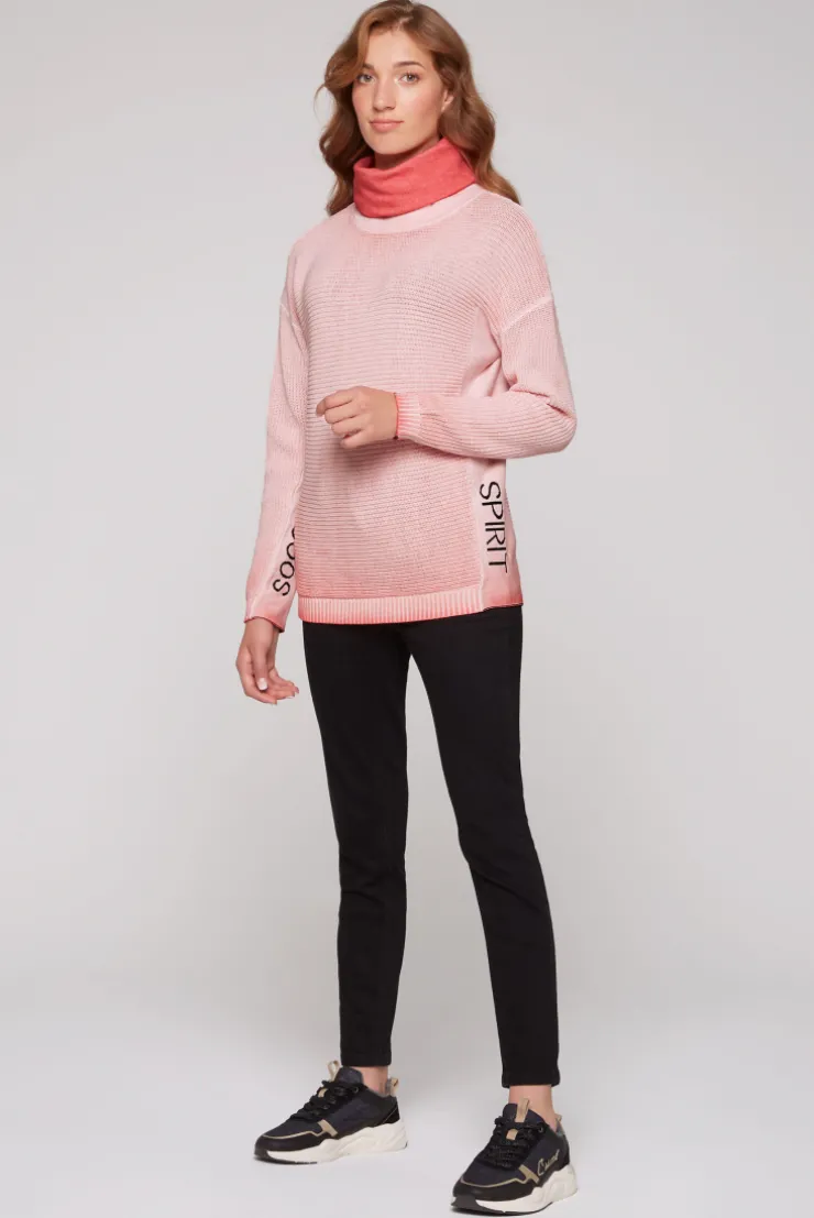 CAMP DAVID & SOCCX Pullover Oil Dyed mit Rollkragen und Intarsia-Logo pure coral purecoral Hot