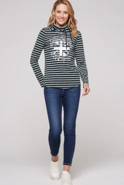 CAMP DAVID & SOCCX Ringelshirt mit hohem Kragen und Rubber-Artwork blue navy bluenavy Best Sale