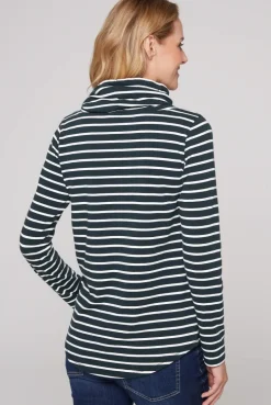CAMP DAVID & SOCCX Ringelshirt mit hohem Kragen und Rubber-Artwork blue navy bluenavy Best Sale
