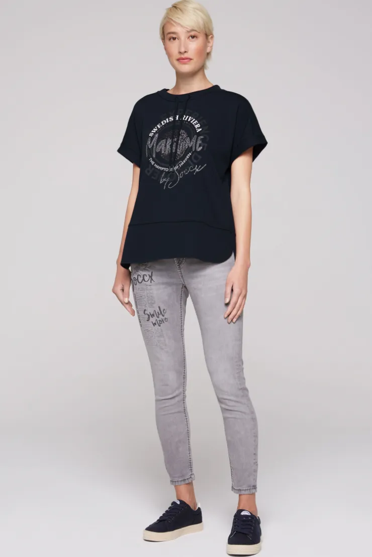 CAMP DAVID & SOCCX Ärmelloses Shirt mit Artwork aus Schmucksteinen blue navy bluenavy Store