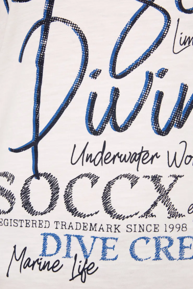 CAMP DAVID & SOCCX Ärmelloses Shirt mit V-Ausschnitt und Artwork ivory New