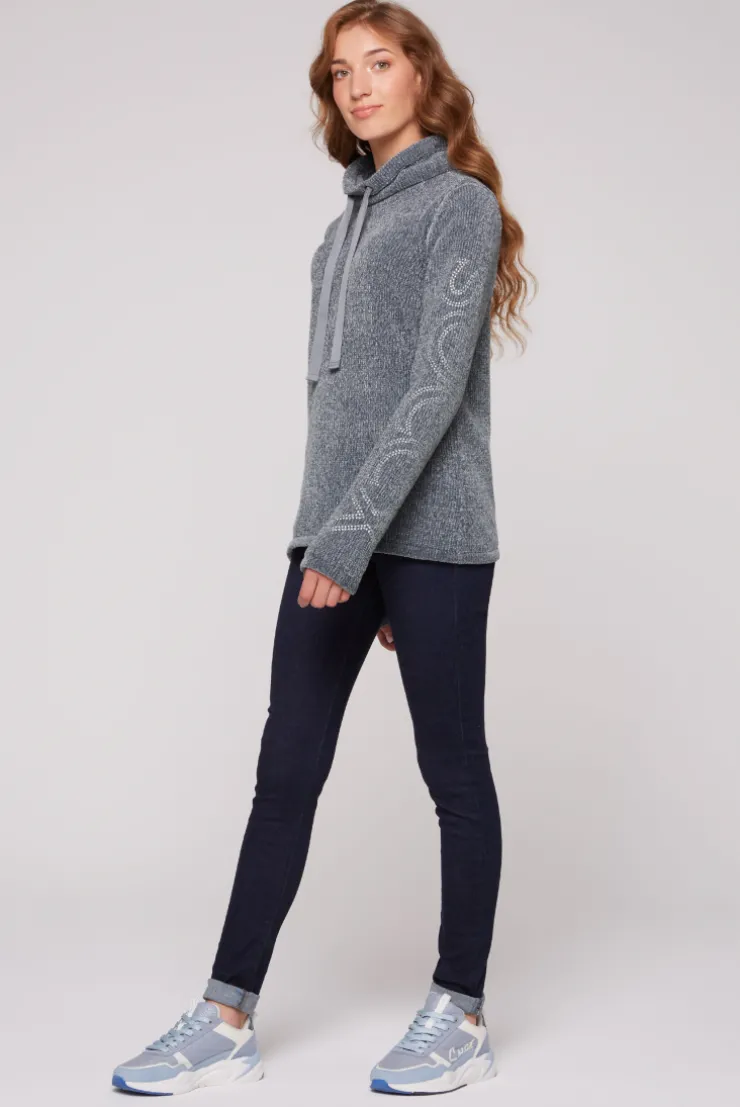 CAMP DAVID & SOCCX Rollkragenpullover in Chenillestrick mit Logo Prints cold grey coldgrey Best Sale
