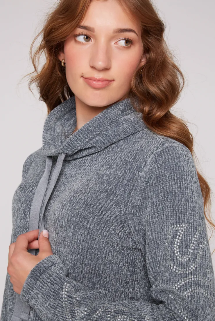 CAMP DAVID & SOCCX Rollkragenpullover in Chenillestrick mit Logo Prints cold grey coldgrey Best Sale
