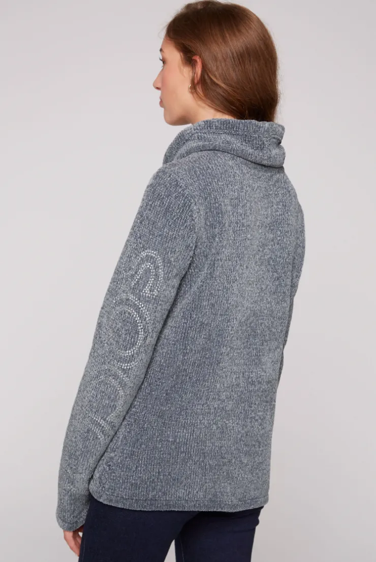 CAMP DAVID & SOCCX Rollkragenpullover in Chenillestrick mit Logo Prints cold grey coldgrey Best Sale