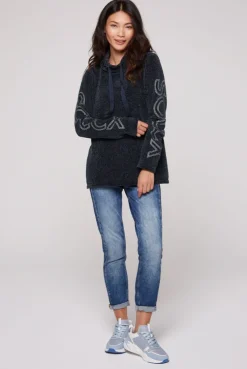 CAMP DAVID & SOCCX Rollkragenpullover in Chenillestrick mit Logo Prints blue navy bluenavy Clearance