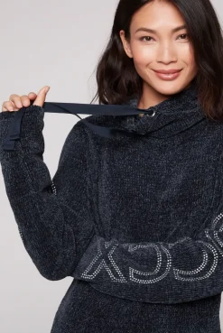 CAMP DAVID & SOCCX Rollkragenpullover in Chenillestrick mit Logo Prints blue navy bluenavy Clearance