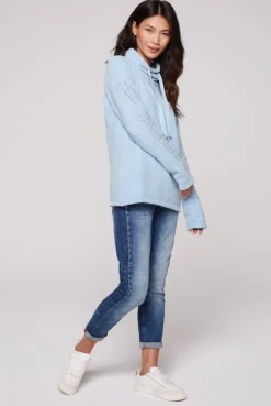 CAMP DAVID & SOCCX Rollkragenpullover in Chenillestrick mit Logo Prints cozy blue cozyblue Best Sale