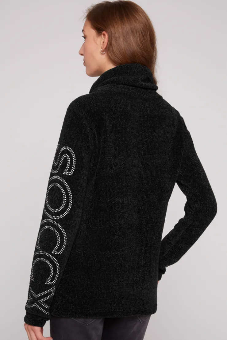 CAMP DAVID & SOCCX Rollkragenpullover in Chenillestrick mit Logo Prints black Discount