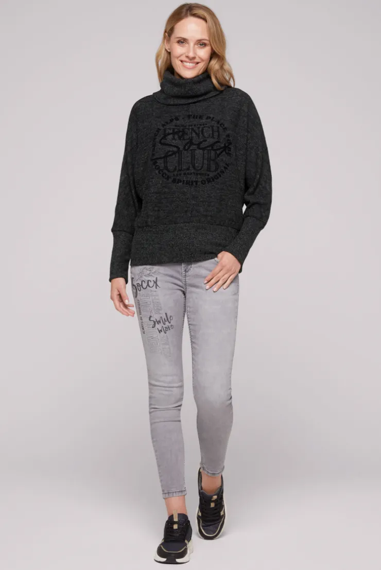 CAMP DAVID & SOCCX Rollkragenpullover mit Fledermausärmeln black melange blackmelange Flash Sale