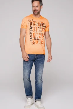 CAMP DAVID & SOCCX Rundhalsshirt Oil Dyed mit Label Print sunrise orange sunriseorange Cheap