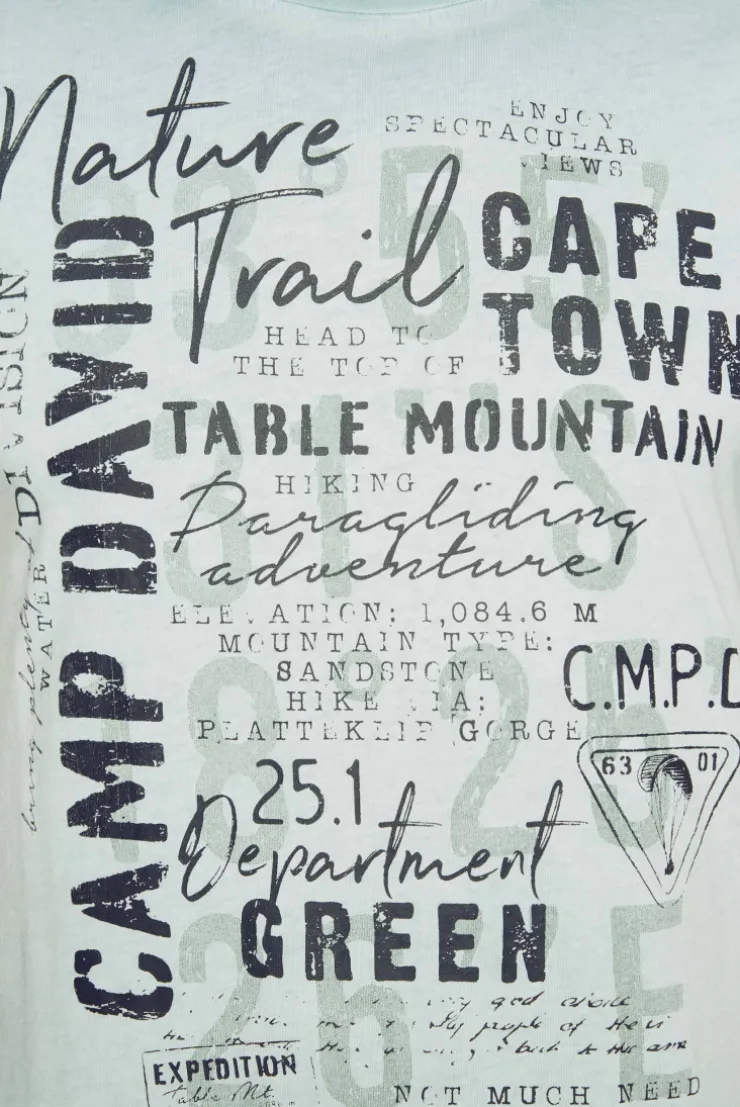 CAMP DAVID & SOCCX Rundhalsshirt Oil Dyed mit Label Print teal Hot