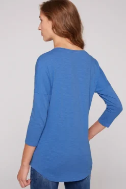 CAMP DAVID & SOCCX Shirt mit 3/4-Ärmeln und buntem Wording Print vividblue Outlet
