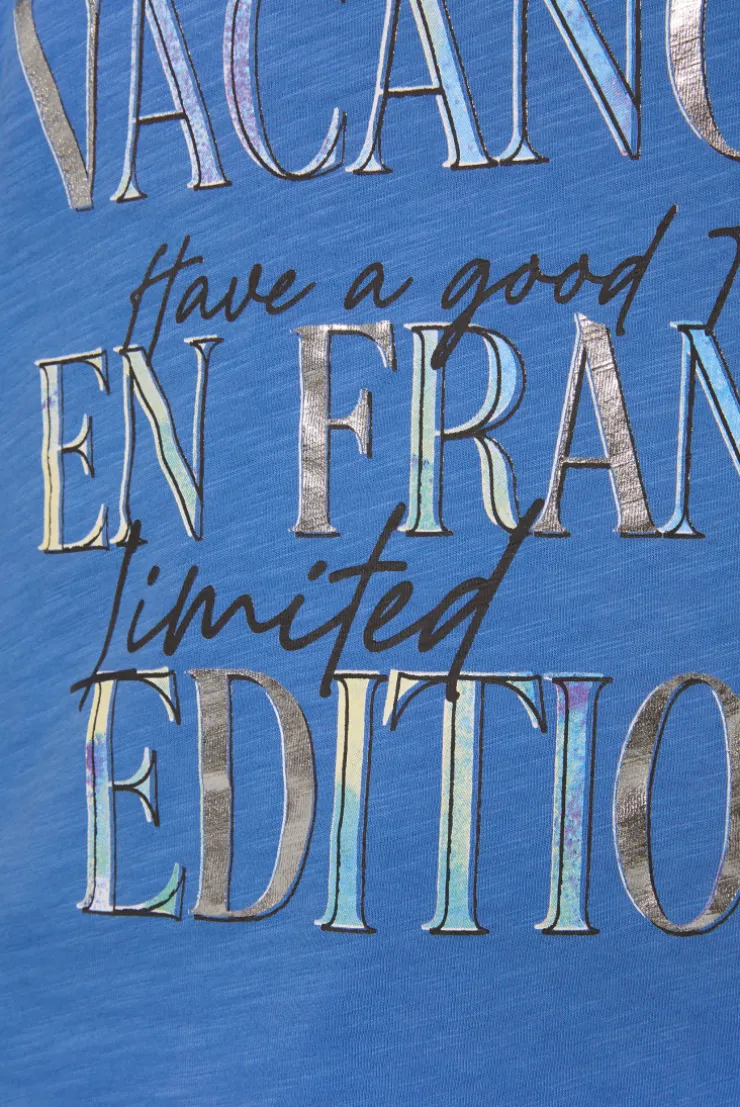 CAMP DAVID & SOCCX Shirt mit 3/4-Ärmeln und buntem Wording Print vividblue Outlet