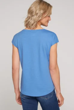 CAMP DAVID & SOCCX Shirt mit V-Ausschnitt und Wording Print airy blue airyblue Sale