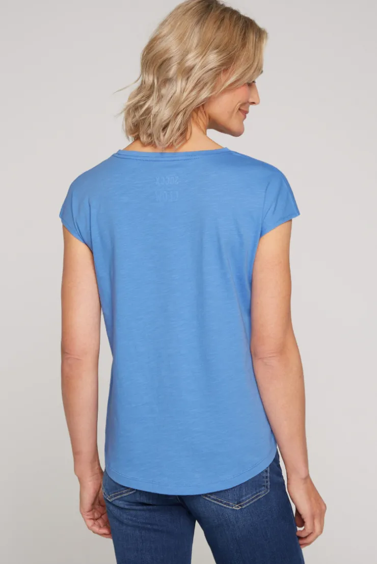CAMP DAVID & SOCCX Shirt mit V-Ausschnitt und Wording Print airy blue airyblue Sale