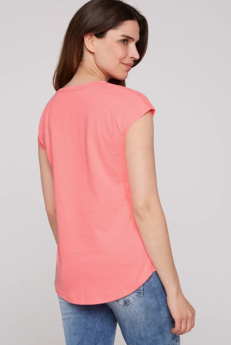 CAMP DAVID & SOCCX Shirt mit V-Ausschnitt und Wording Print neon pink neonpink Clearance