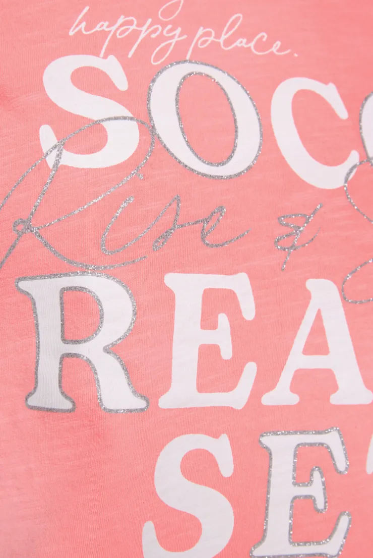 CAMP DAVID & SOCCX Shirt mit V-Ausschnitt und Wording Print neon pink neonpink Clearance