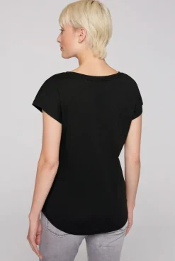 CAMP DAVID & SOCCX Shirt mit V-Ausschnitt und Wording Print black Hot