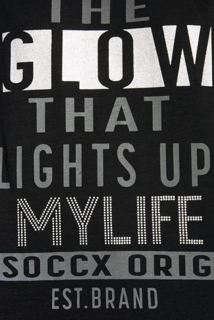CAMP DAVID & SOCCX Shirt mit V-Ausschnitt und Wording Print black Hot