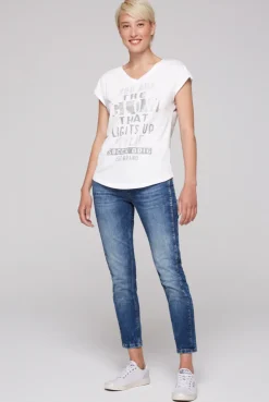 CAMP DAVID & SOCCX Shirt mit V-Ausschnitt und Wording Print opticwhite Online